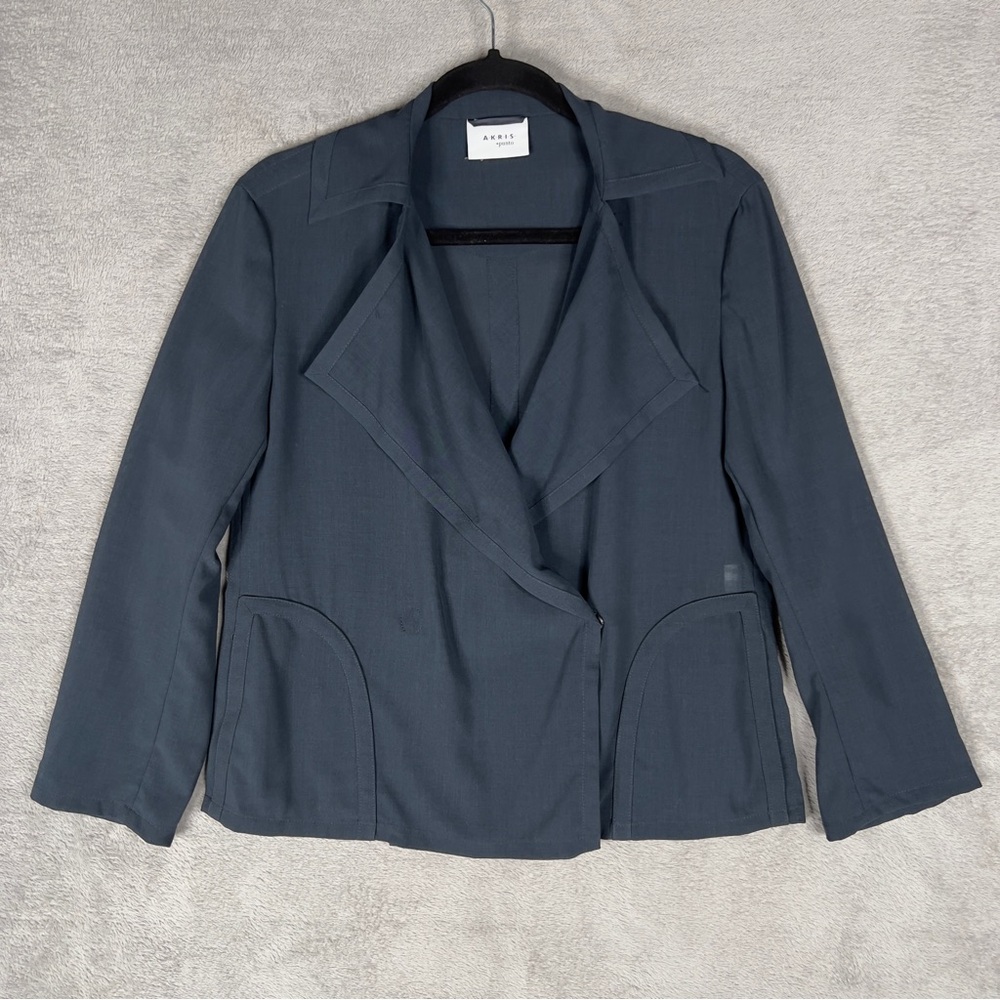 Akris Punto Lightweight Sheer Wool Blazer Women's US 6 Black Button‎ Lagenlook
